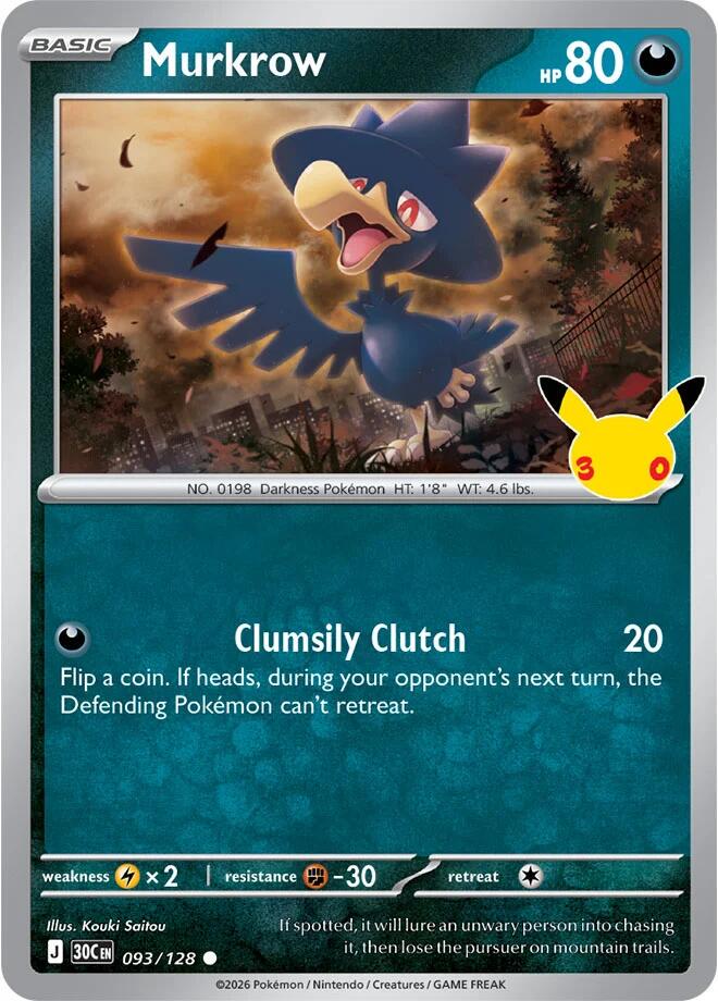 Murkrow #93 Pokemon 30th Celebration