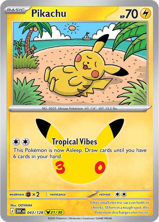Pikachu #43 Pokemon 30th Celebration
