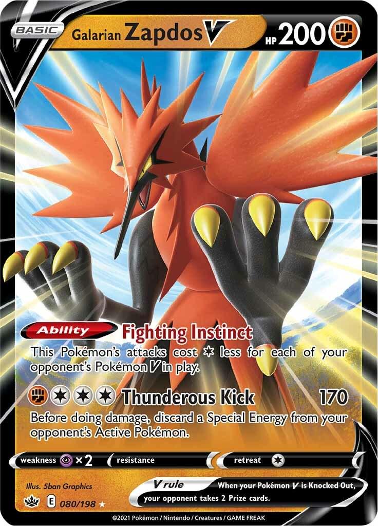 Galarian Zapdos V #80 Pokemon Chilling Reign