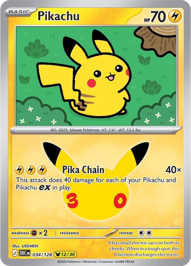 Pikachu #34 Pokemon 30th Celebration