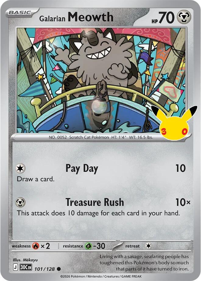 Galarian Meowth #101 Pokemon 30th Celebration