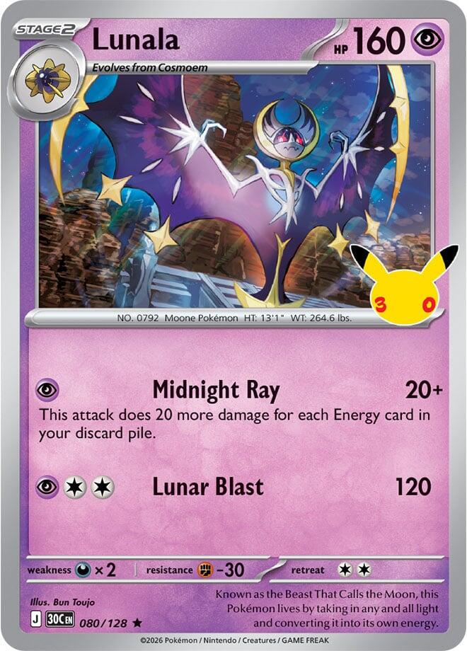 Lunala #80 Pokemon 30th Celebration