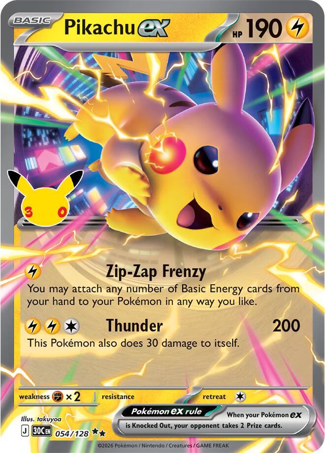 Pikachu ex #54 Pokemon 30th Celebration