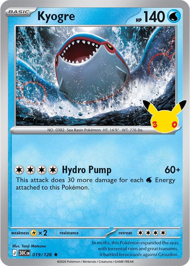 Kyogre #19 Pokemon 30th Celebration