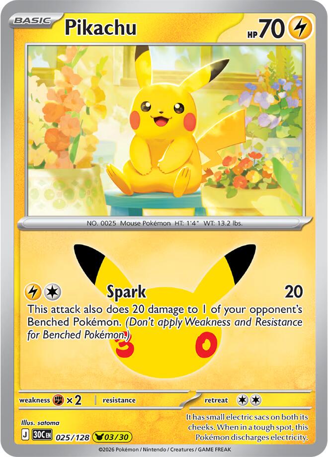 Pikachu #25 Pokemon 30th Celebration
