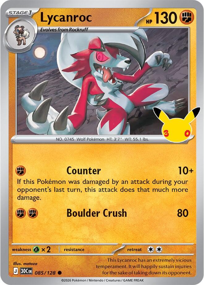 Lycanroc #85 Pokemon 30th Celebration