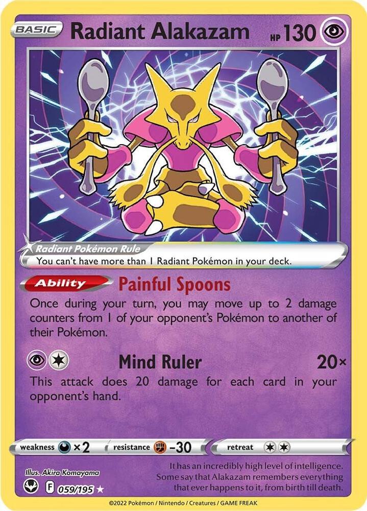 Radiant Alakazam #59 Pokemon Silver Tempest