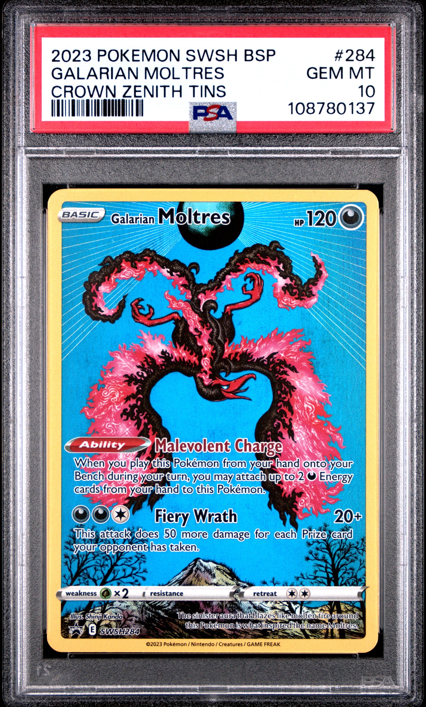 2023 POKEMON SWSH BLACK STAR PROMO #284 GALARIAN MOLTRES CROWN ZENITH TIN