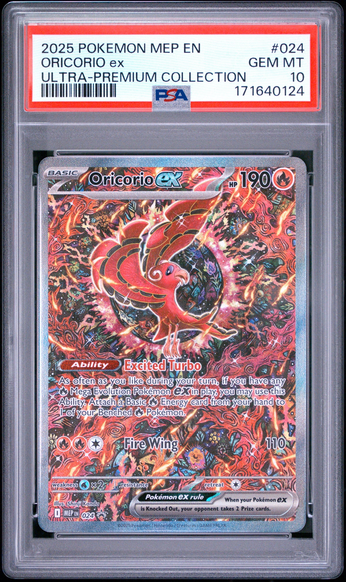 PSA 10 2025 POKEMON MEP EN-MEGA EVOLUTION BLACK STAR PROMOS #024 ORICORIO ex ULTRA-PREMIUM COLLECTION
