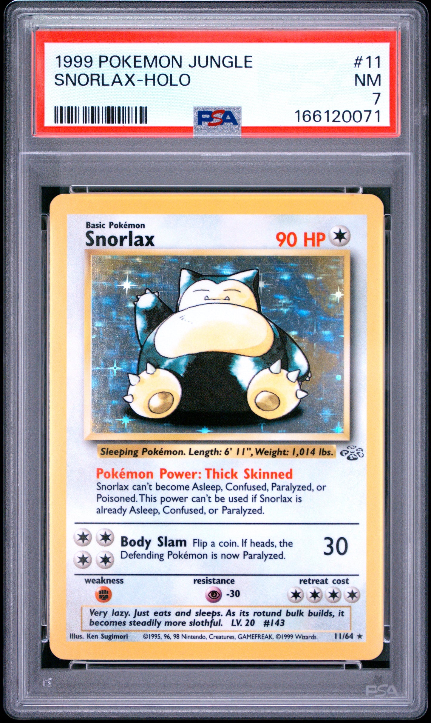 PSA 7 1999 POKEMON JUNGLE #11 SNORLAX-HOLO