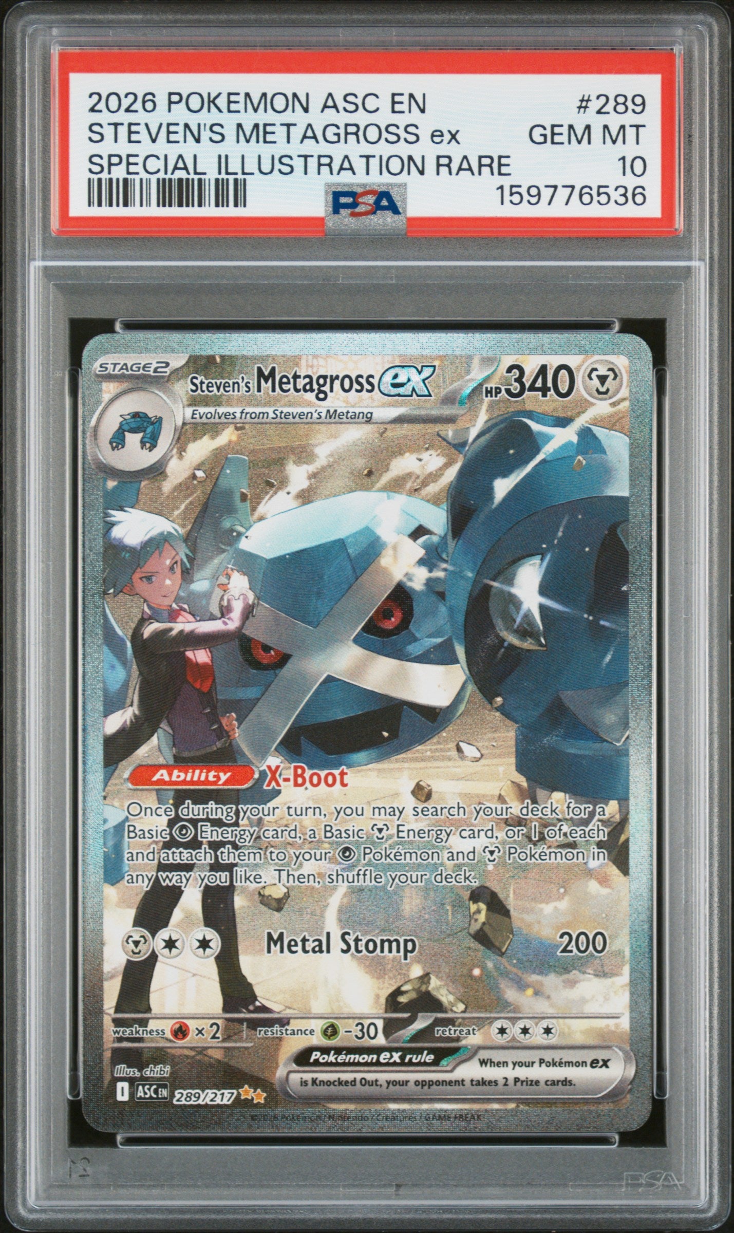 PSA 10 2026 POKEMON ASC EN-ASCENDED HEROES #289 STEVEN'S METAGROSS ex SPECIAL ILLUSTRATION RARE