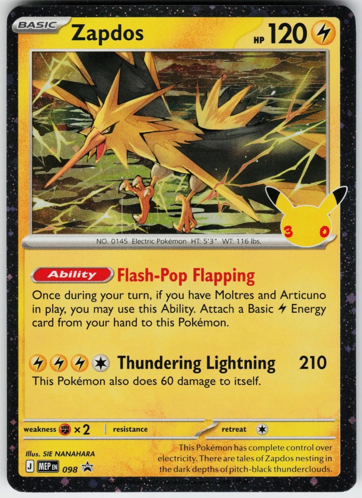 Zapdos #98 Pokemon Promo