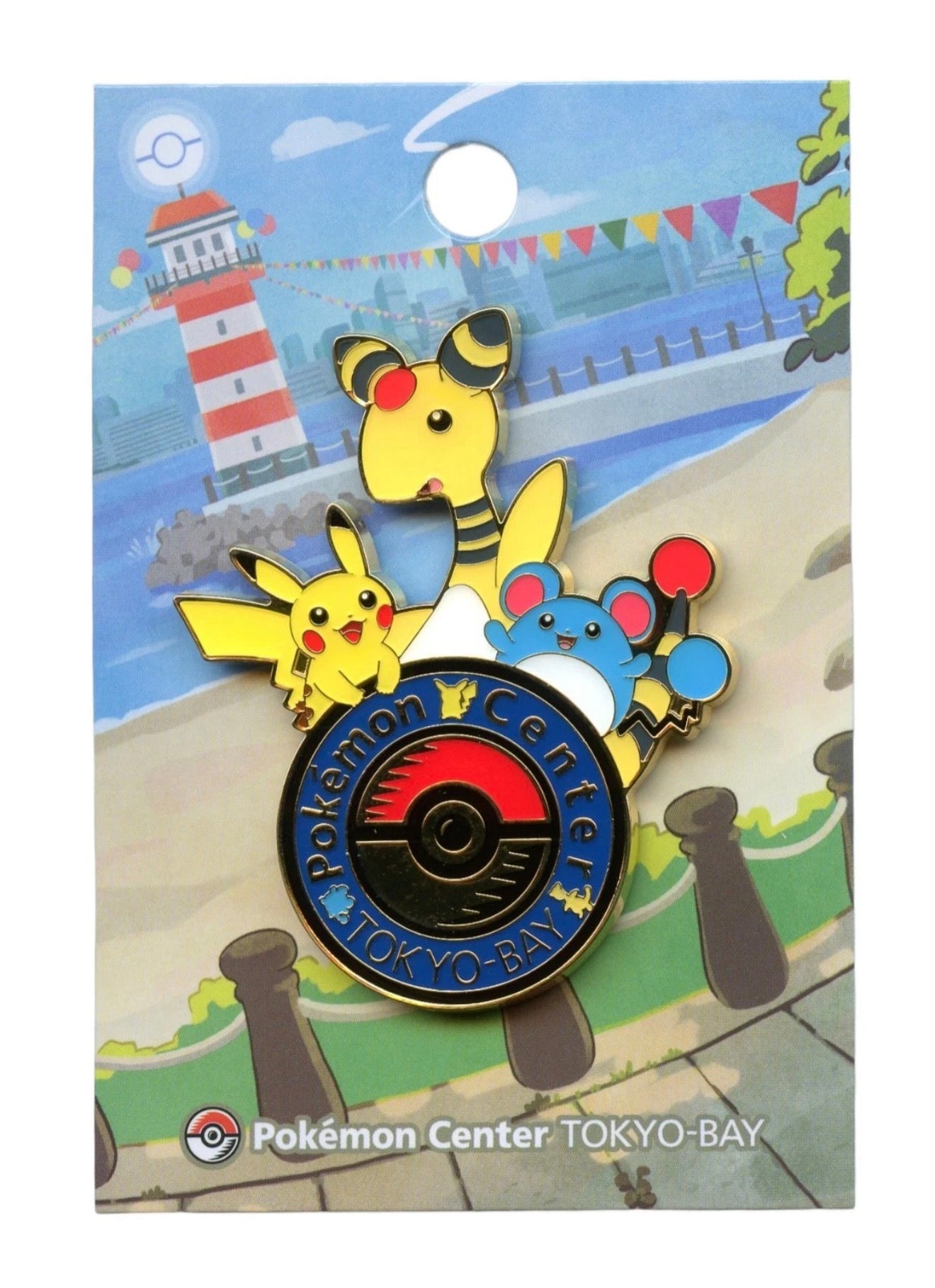 Pokemon Centre TOKYO-BAY Official Authentic Logo Pin Pikachu/Ampharos/Marill