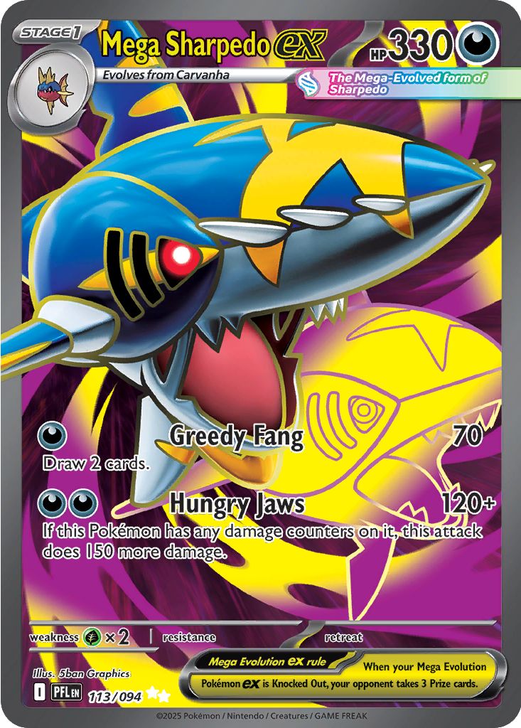 Mega Sharpedo Ex #113 Pokemon Phantasmal Flames