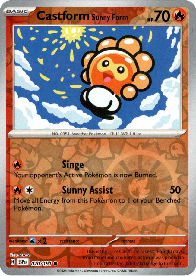 Castform Sunny Form [Reverse Holo] #20 Pokemon Surging Sparks