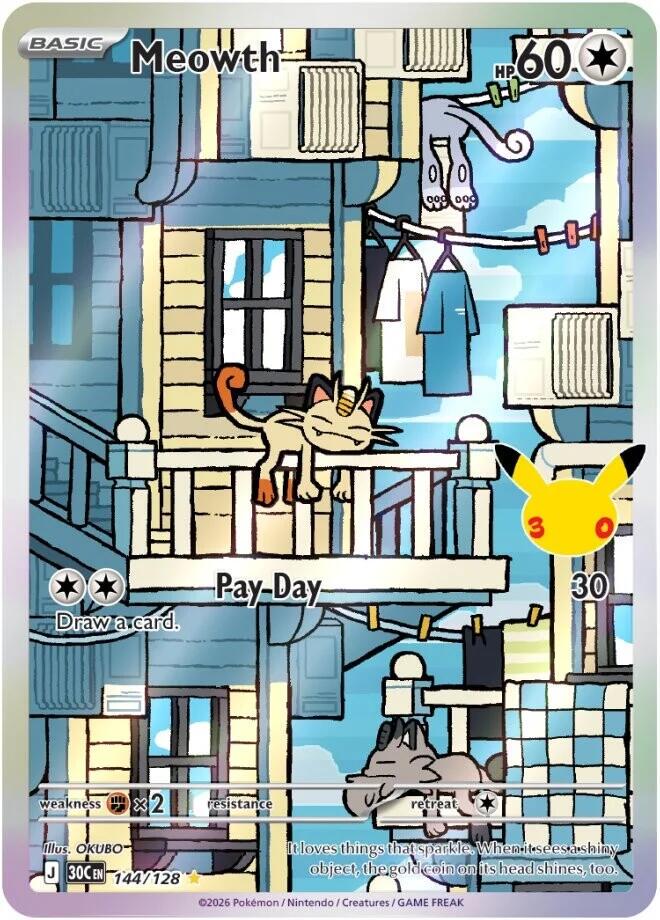 Meowth #144 Pokemon 30th Celebration