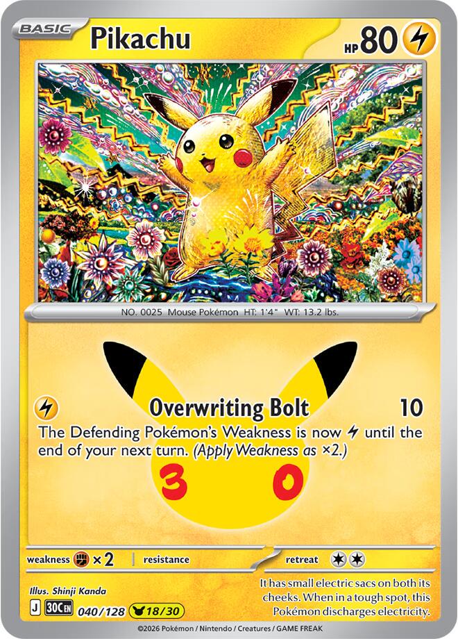 Pikachu #40 Pokemon 30th Celebration