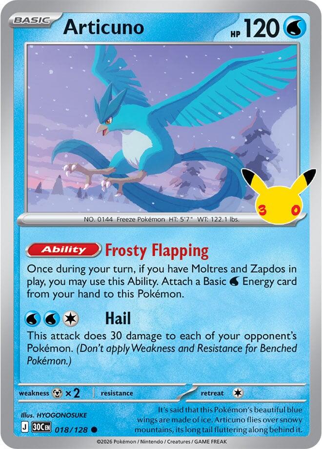Articuno #18 Pokemon 30th Celebration