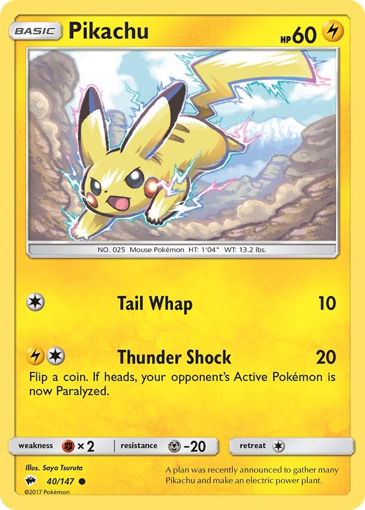 Pikachu #40 Pokemon Burning Shadows Lightly Played Condition