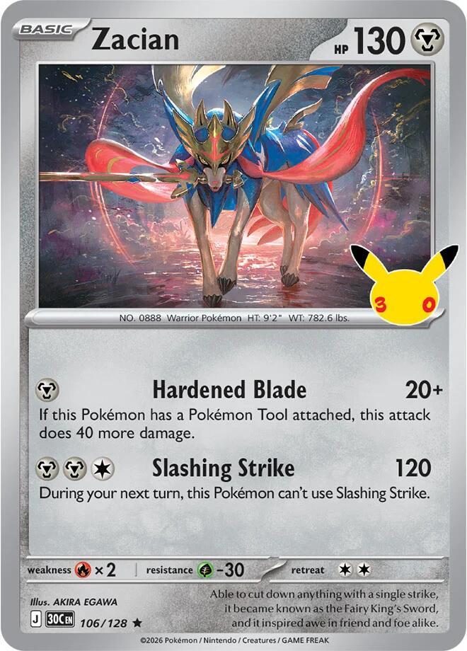 Zacian #106 Pokemon 30th Celebration