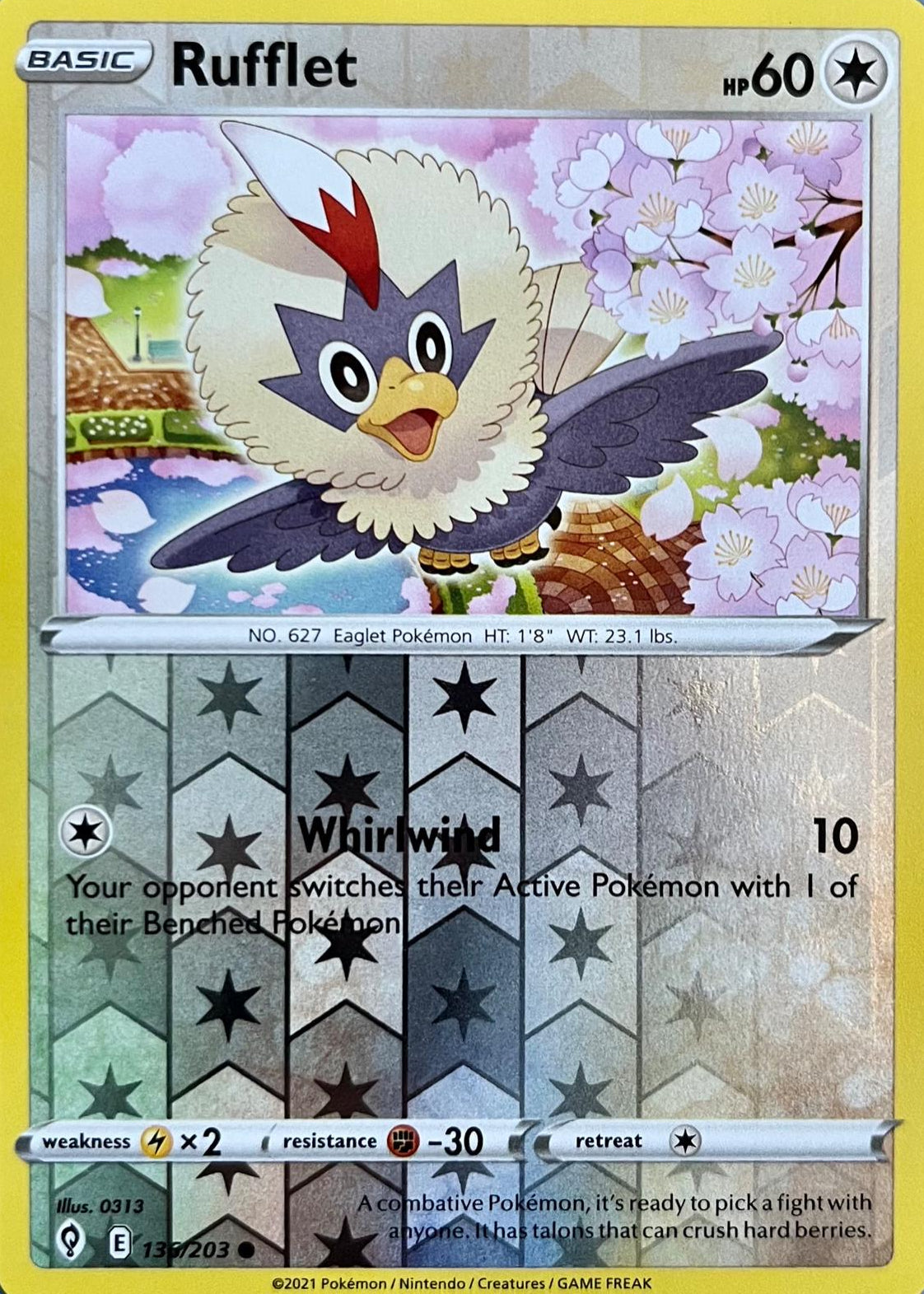 Rufflet [Reverse Holo] #136 Pokemon Evolving Skies (Lightly Played)