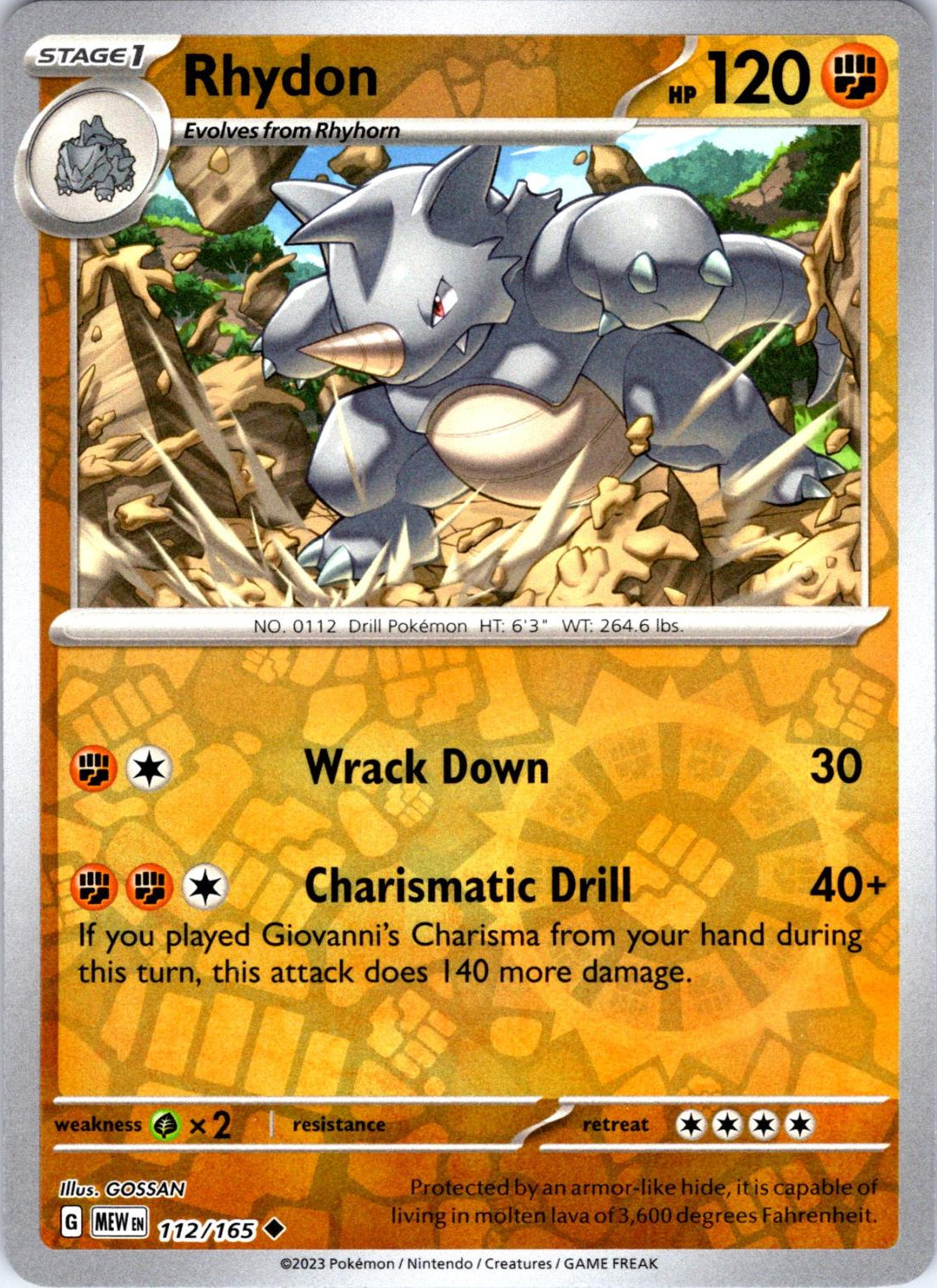 Rhydon [Reverse Holo] #112 Pokemon Scarlet & Violet 151