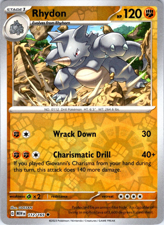Rhydon [Reverse Holo] #112 Pokemon Scarlet & Violet 151