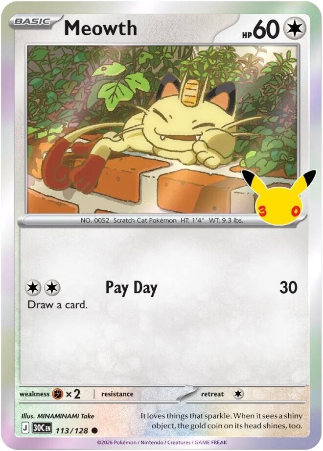 Meowth #113 Pokemon 30th Celebration