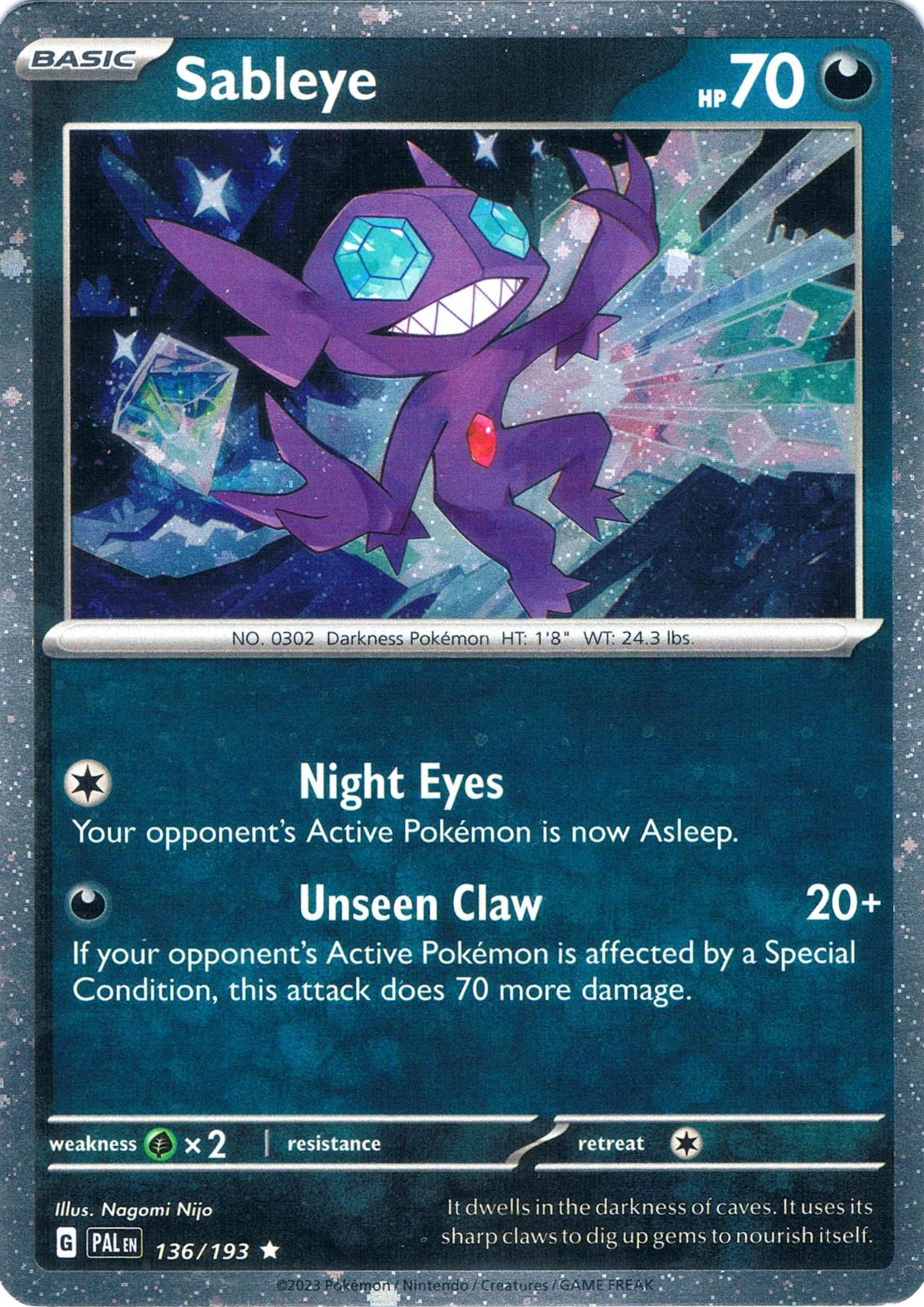Sableye [Cosmos Holo] #136 Pokemon Paldea Evolved