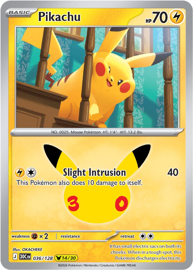 Pikachu #36 Pokemon 30th Celebration