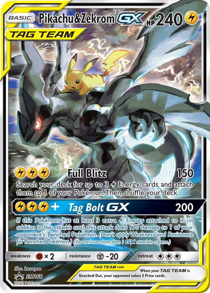 Pikachu & Zekrom GX #SM168 Pokemon Promo LIGHTLY PLAYED - MODERATELY PLAYED