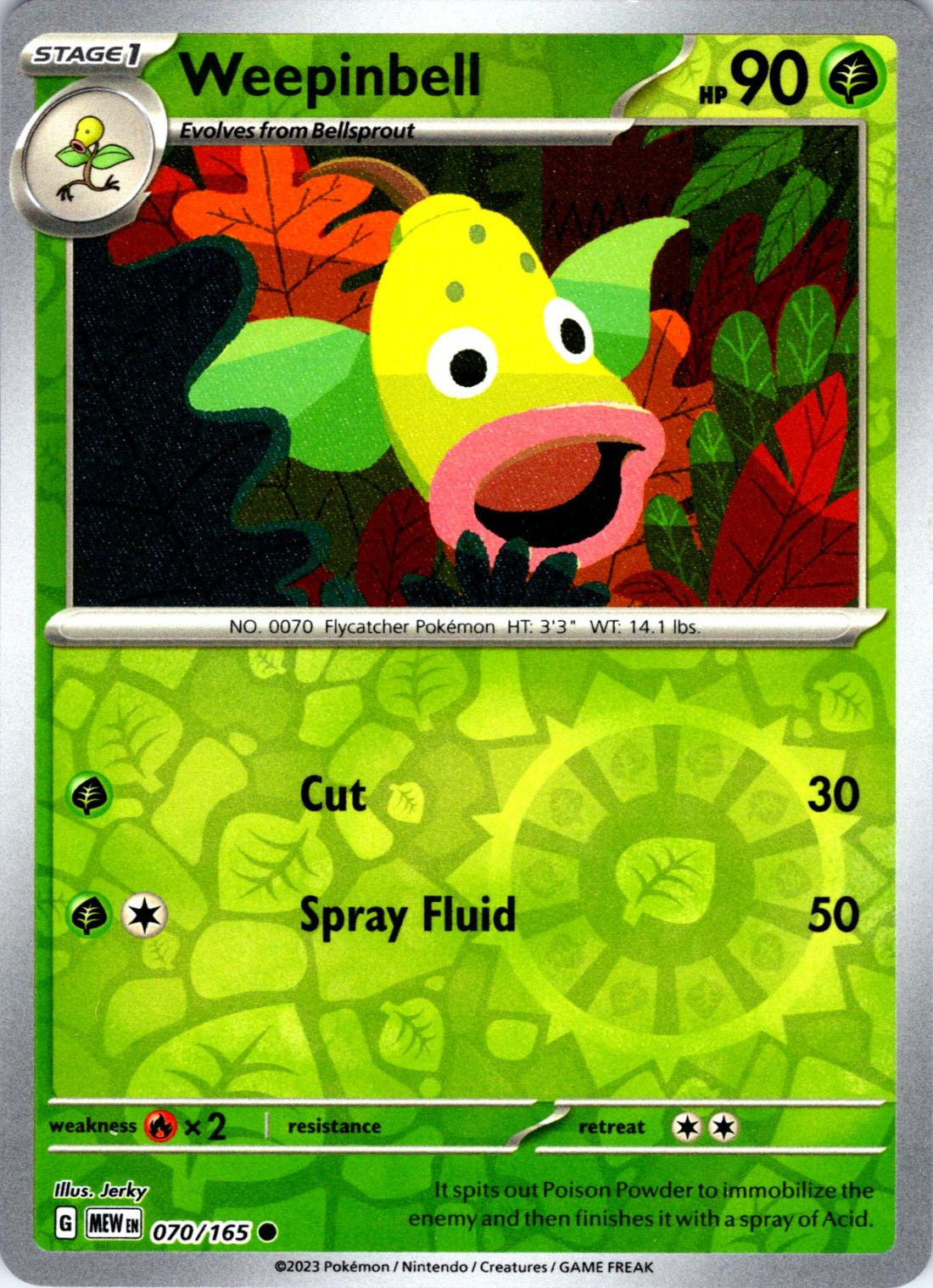 Weepinbell [Reverse Holo] #70 Pokemon Scarlet & Violet 151