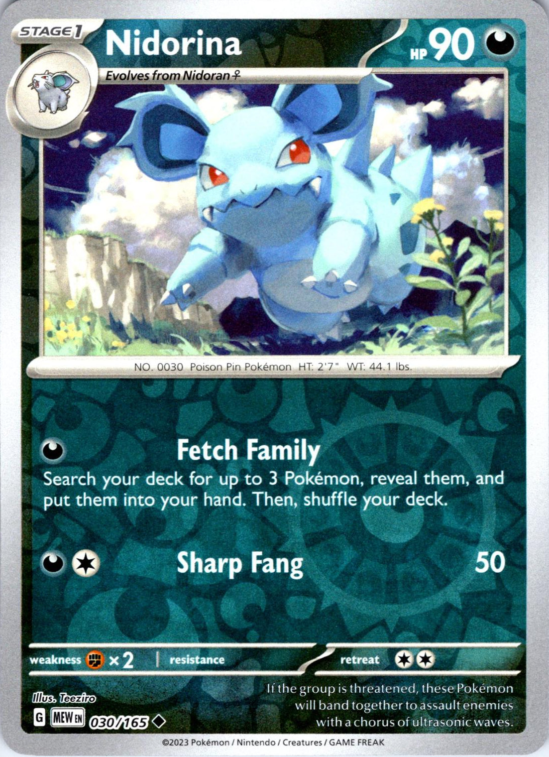 Nidorina [Reverse Holo] #30 Pokemon Scarlet & Violet 151