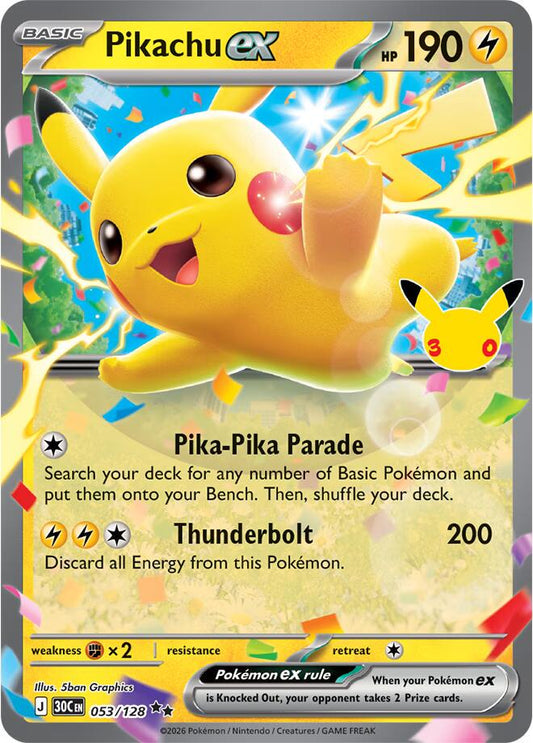 Pikachu ex #53 Pokemon 30th Celebration