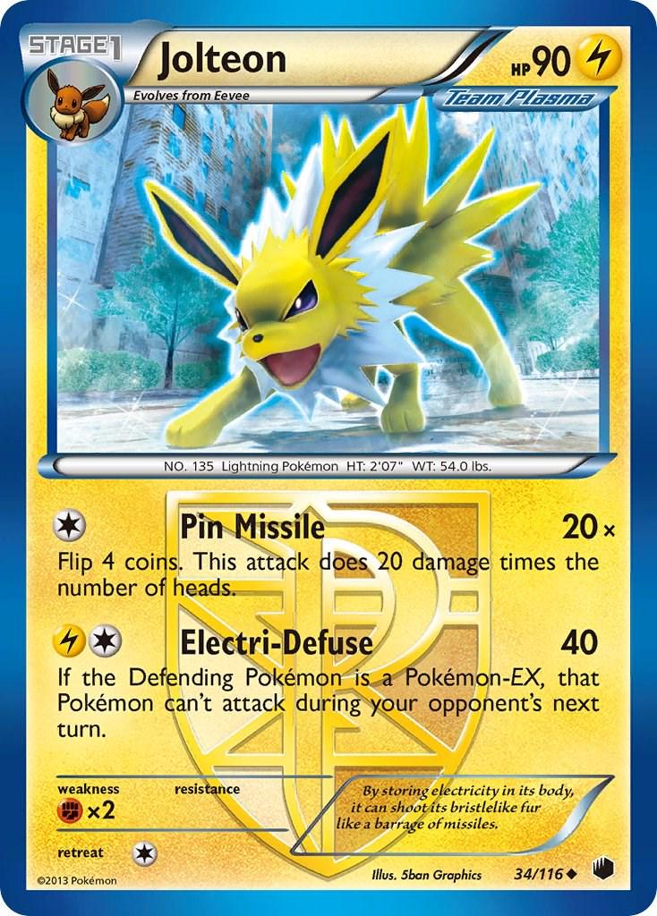 Jolteon #34 Pokemon Plasma Freeze Lightly Played
