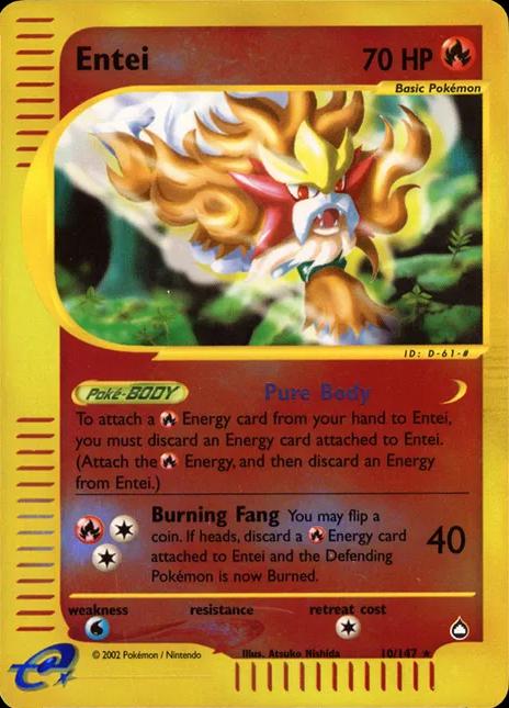 Entei [Reverse Holo] #10 Pokemon Aquapolis PLAYED CONDITION