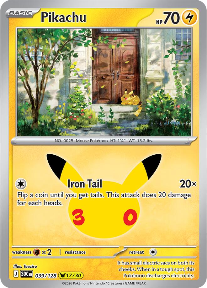 Pikachu #39 Pokemon 30th Celebration