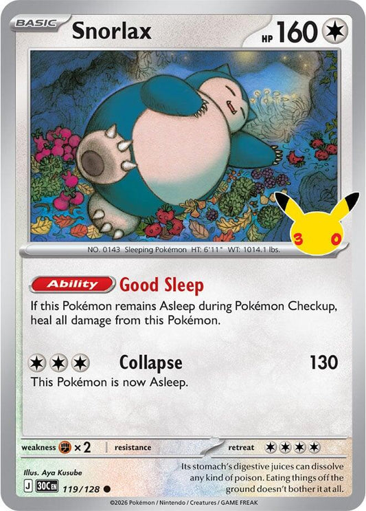 Snorlax #119 Pokemon 30th Celebration