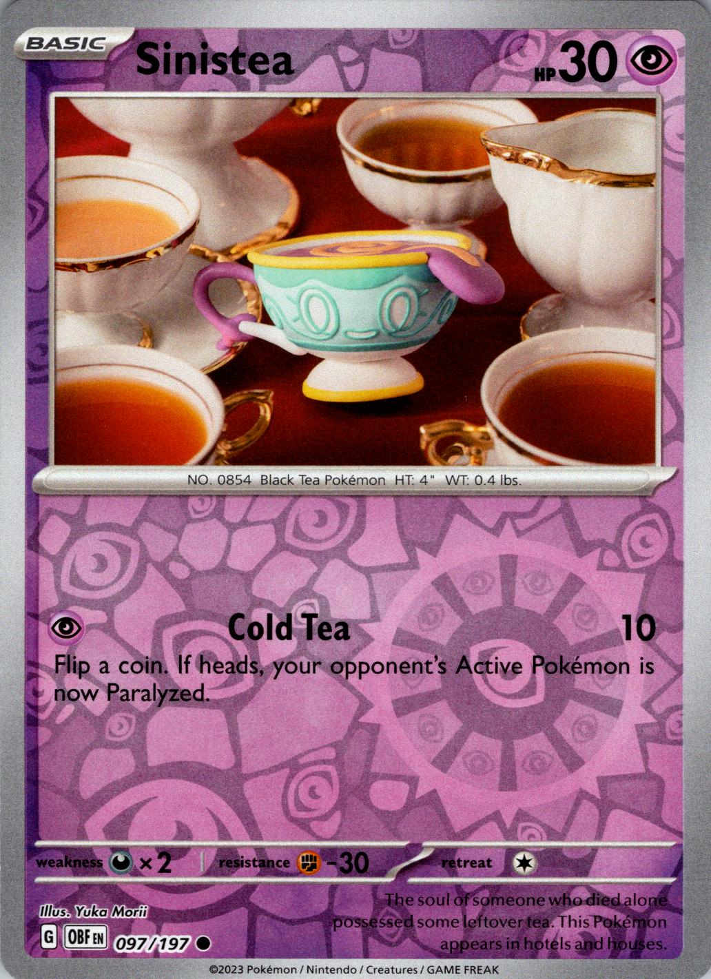Sinistea [Reverse Holo] #97 Pokemon Obsidian Flames Yuka Morii