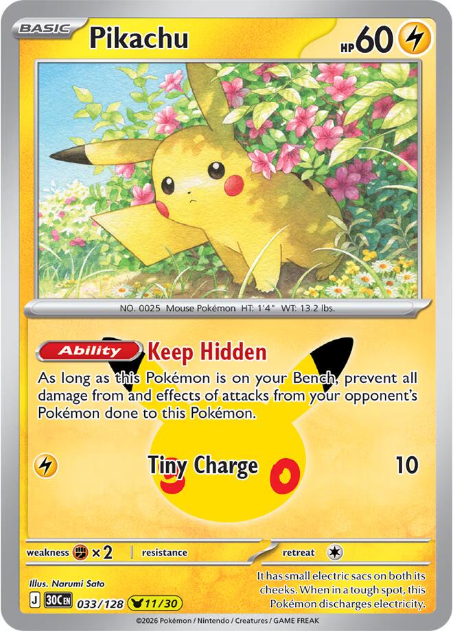 Pikachu #33 Pokemon 30th Celebration