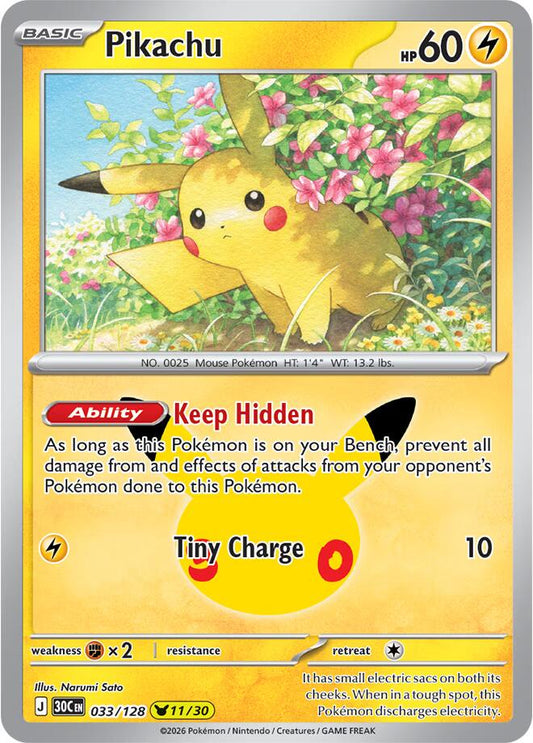 Pikachu #33 Pokemon 30th Celebration