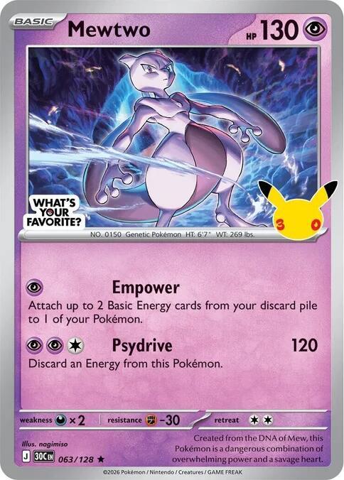 Mewtwo [What's Your Favorite] #63 Pokemon 30th Celebration SEALED