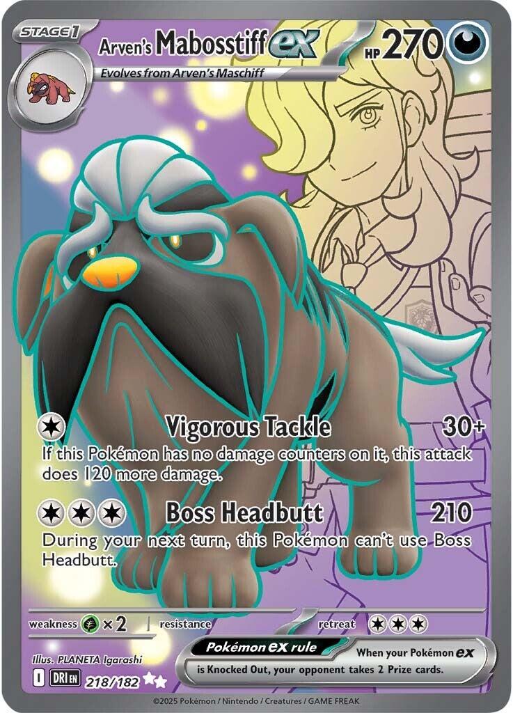 Arven's Mabosstiff ex #218 Pokemon Destined Rivals