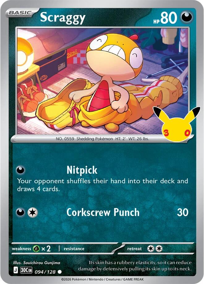 Scraggy #94 Pokemon 30th Celebration
