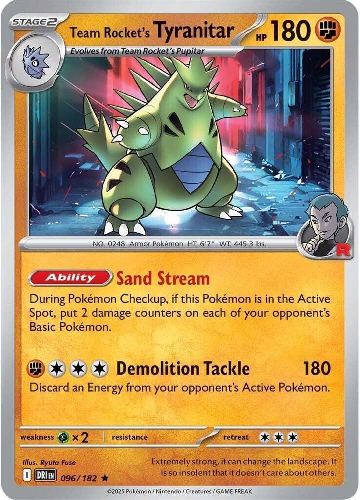 Team Rocket's Tyranitar #96 Pokemon Destined Rivals NON HOLO BUILD N BATTLE EXCLUSIVE