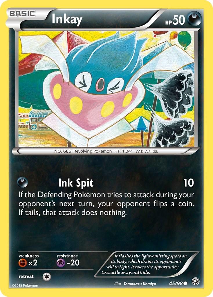 Inkay #45 Pokemon Ancient Origins PLAYED CONDITION