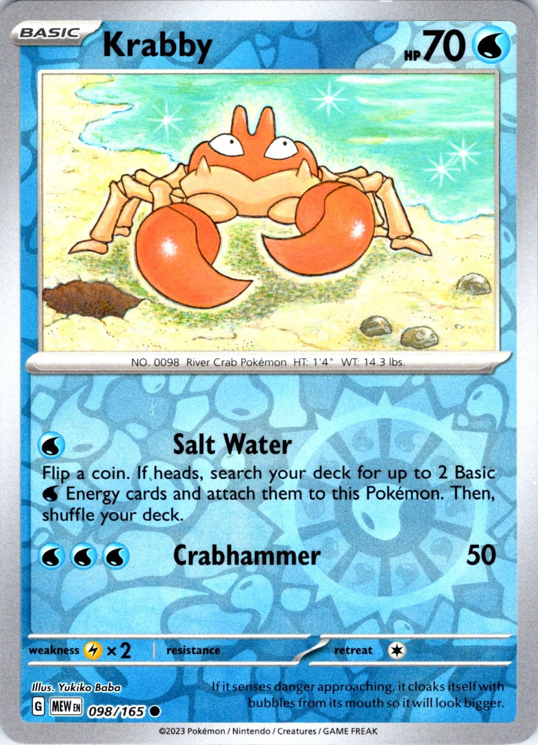 Krabby [Reverse Holo] #98 Pokemon Scarlet & Violet 151