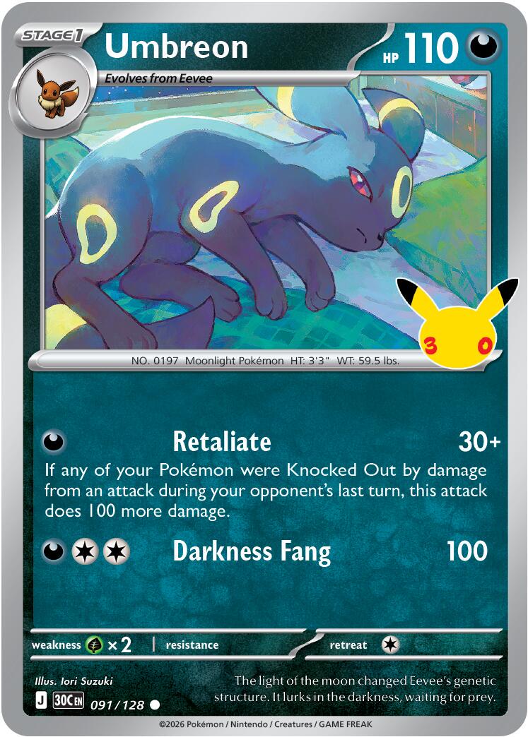 Umbreon #91 Pokemon 30th Celebration