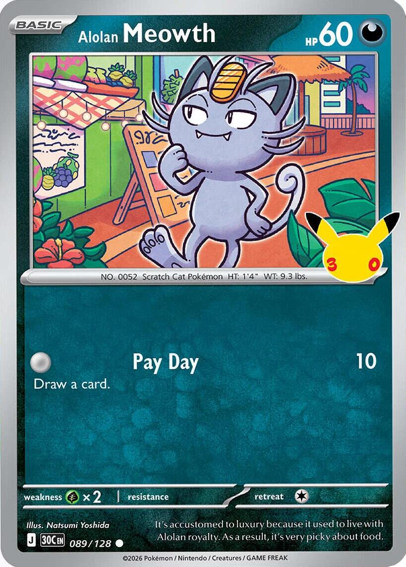Alolan Meowth #89 Pokemon 30th Celebration