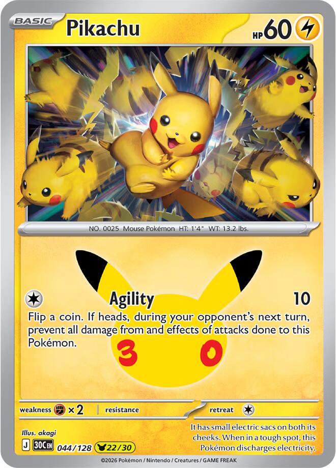 Pikachu #44 Pokemon 30th Celebration